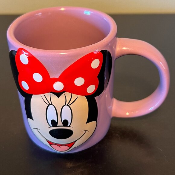 Disney Embossed MINNIE MOUSE Jerry Leigh Purple Mug / Cup ~.Red w/ Polka Dot Bow - Picture 5 of 8